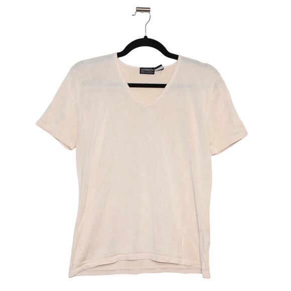 Liz Claiborne Collection 100% Silk Short Sleeve Top Cream Size Large - Picture 1 of 8